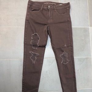 Mauve Super Stretch Ripped Jegging -American Eagle